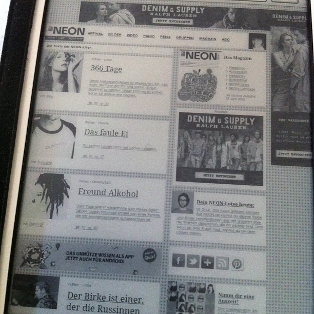 Neon auf dem Sony E-Reader