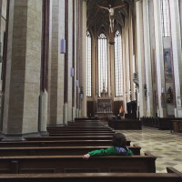 Regenunterschlupf in der Landshuter Martinskirche.